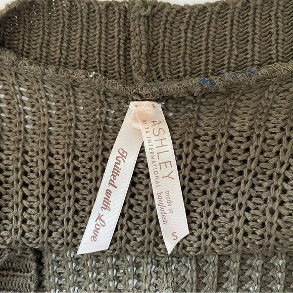 Ashley International 100% Cotton Olive Green Tight Knit Cardigan Small Women’s - Picture 8 of 10